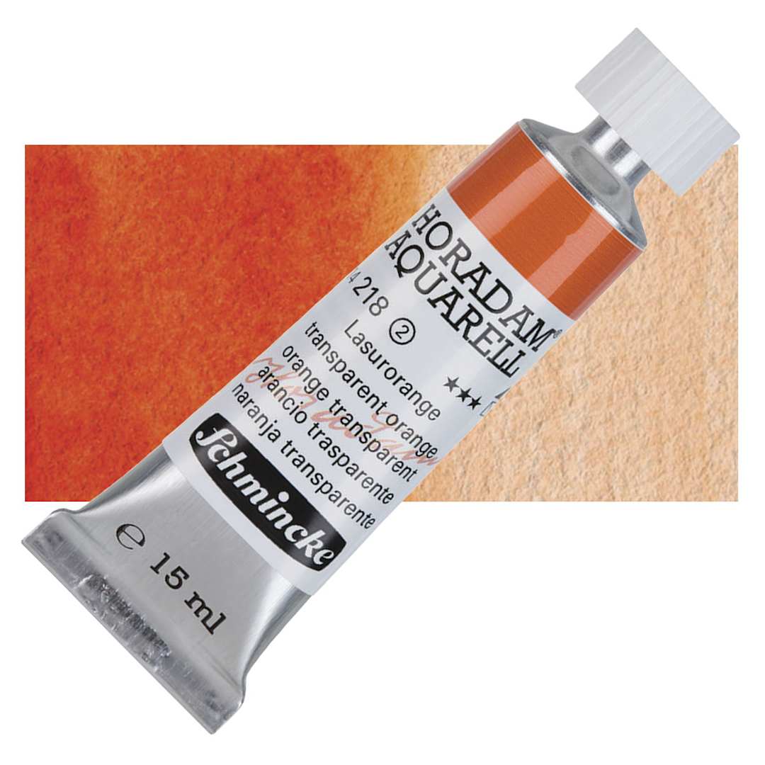 Open in modal - Schmincke Horadam Aquarell Watercolor - Transparent Orange, 15 ml tube and swatch