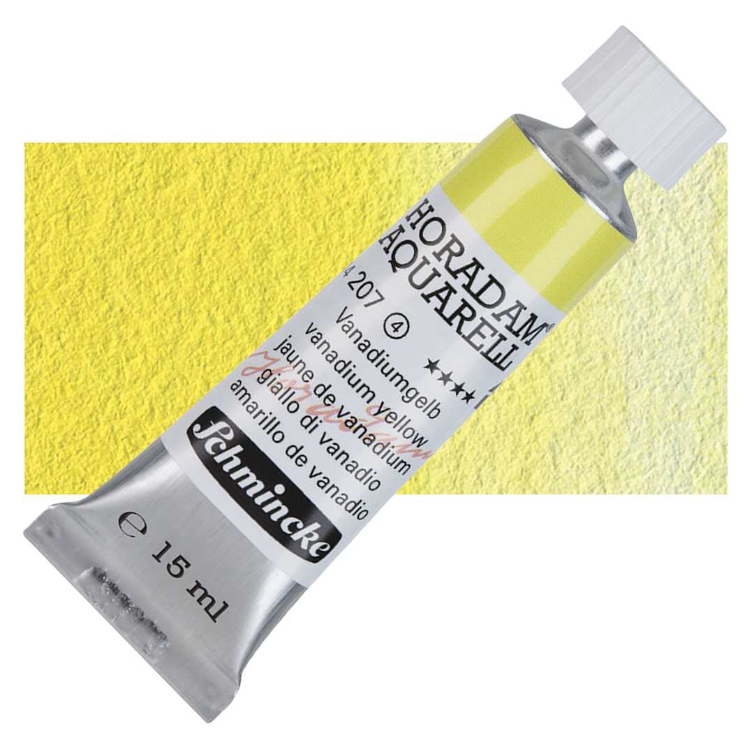 Open in modal - Schmincke Horadam Aquarell Watercolor - Vanadium Yellow, 15 ml tube and swatch