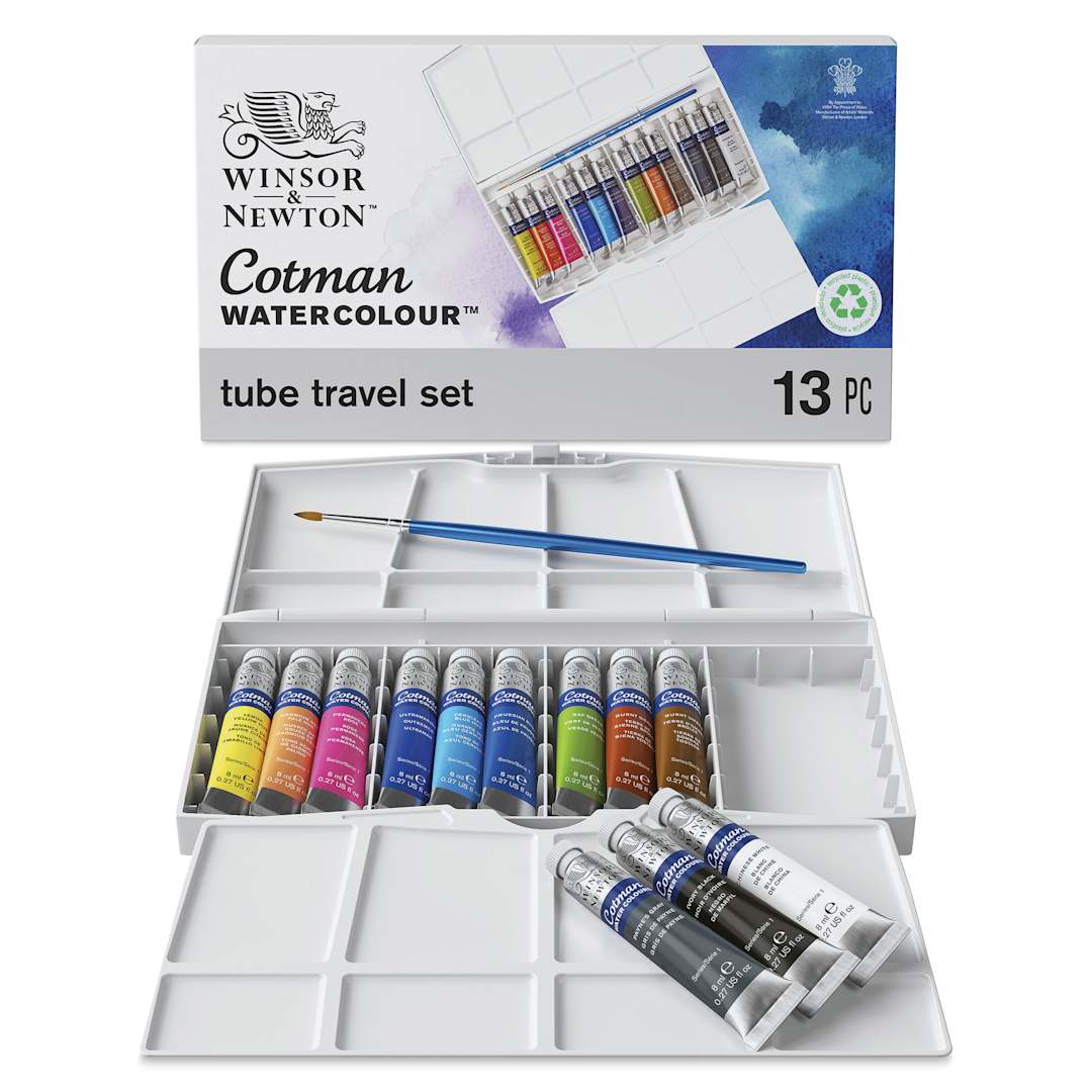 Open in modal - Winsor & Newton Cotman Watercolors - Set of 12 Travel Set, Assorted Colors, 8 ml Tubes