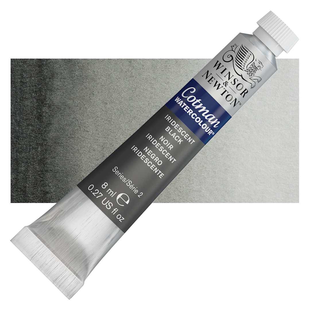 Open in modal - Winsor & Newton Cotman Watercolor - Iridescent Black, 8 ml, Tube and swatch