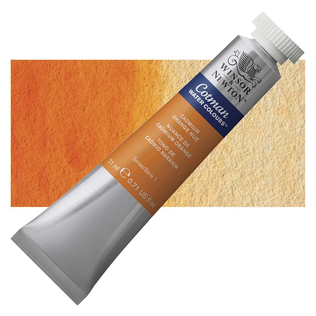 Open in modal - Winsor & Newton Cotman Watercolor - Cadmium Orange Hue, 21 ml tube and swatch