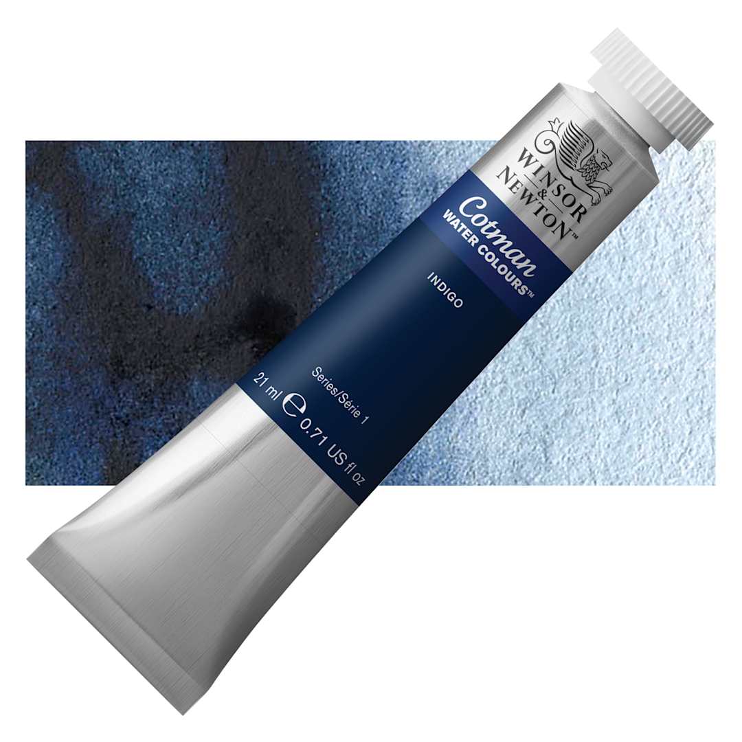 Open in modal - Winsor & Newton Cotman Watercolor - Indigo, 21 ml tube and swatch