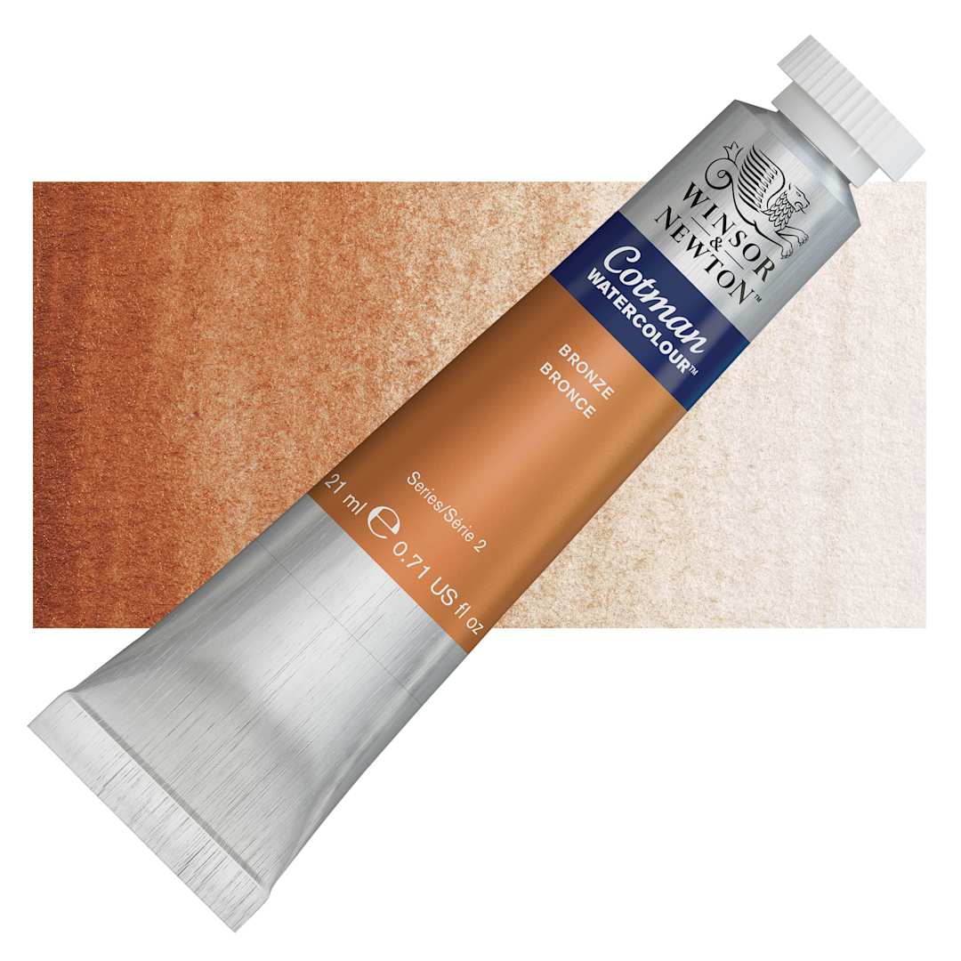 Open in modal - Winsor & Newton Cotman Watercolor - Bronze, 21 ml, Tube and swatch
