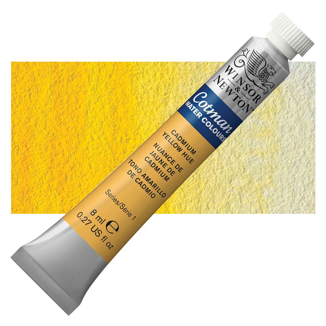 Open in modal - Winsor & Newton Cotman Watercolor - Cadmium Yellow Hue, 8 ml tube and swatch