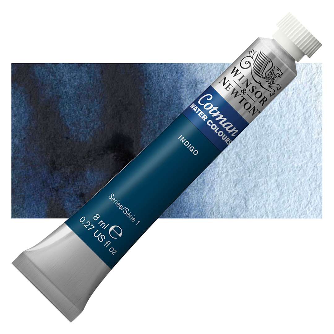 Open in modal - Winsor & Newton Cotman Watercolor - Indigo, 8 ml tube and swatch