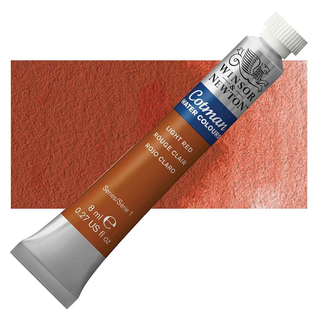 Open in modal - Winsor & Newton Cotman Watercolor - Light Red, 8 ml tube and swatch