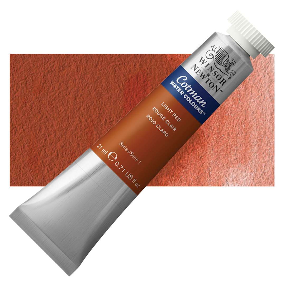 Open in modal - Winsor & Newton Cotman Watercolor - Light Red, 21 ml tube and swatch