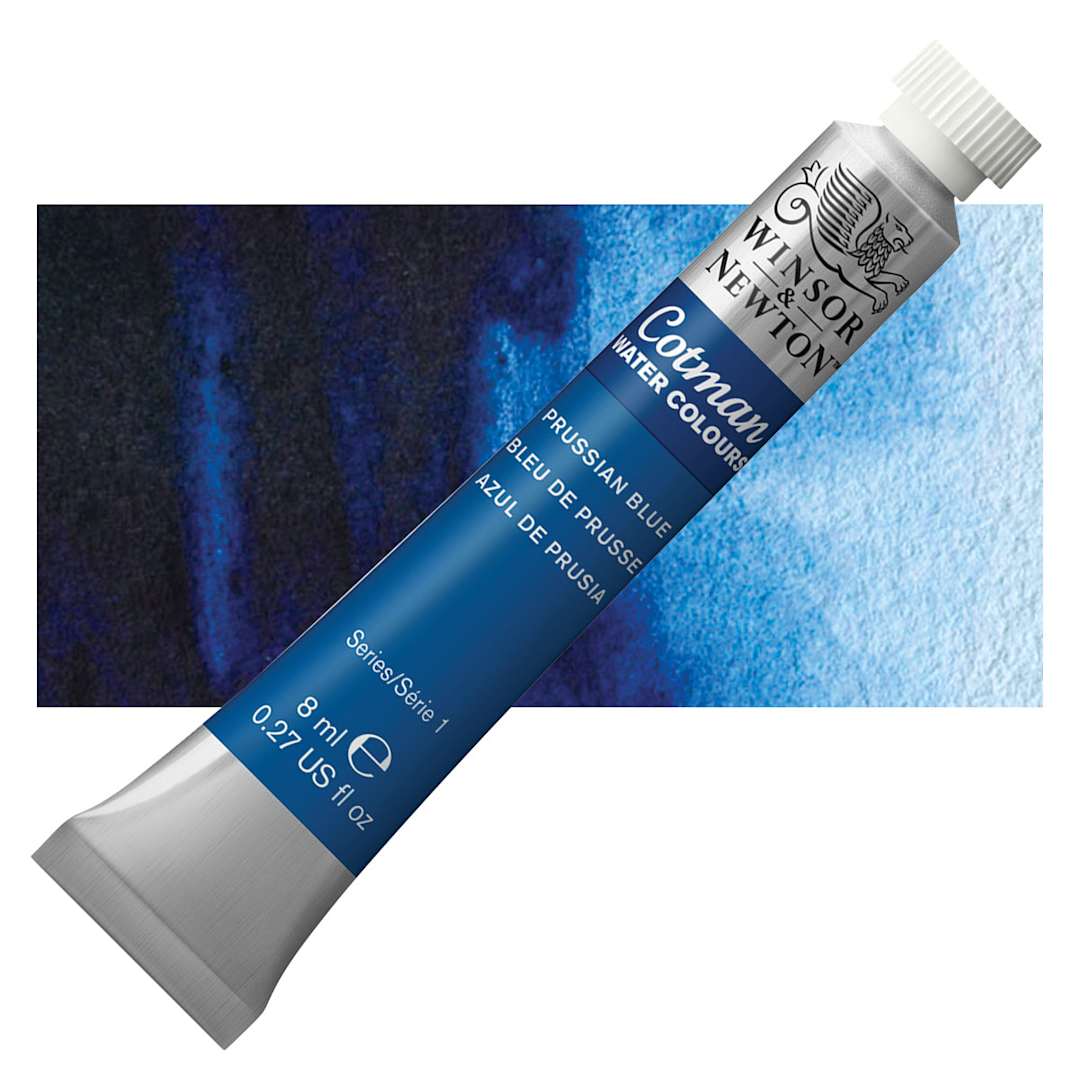 Open in modal - Winsor & Newton Cotman Watercolor - Prussian Blue, 8 ml tube and swatch