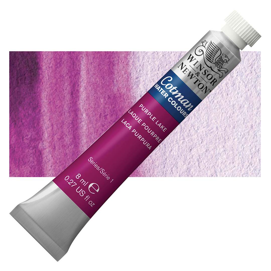 Open in modal - Winsor & Newton Cotman Watercolor - Purple Lake, 8 ml tube and swatch