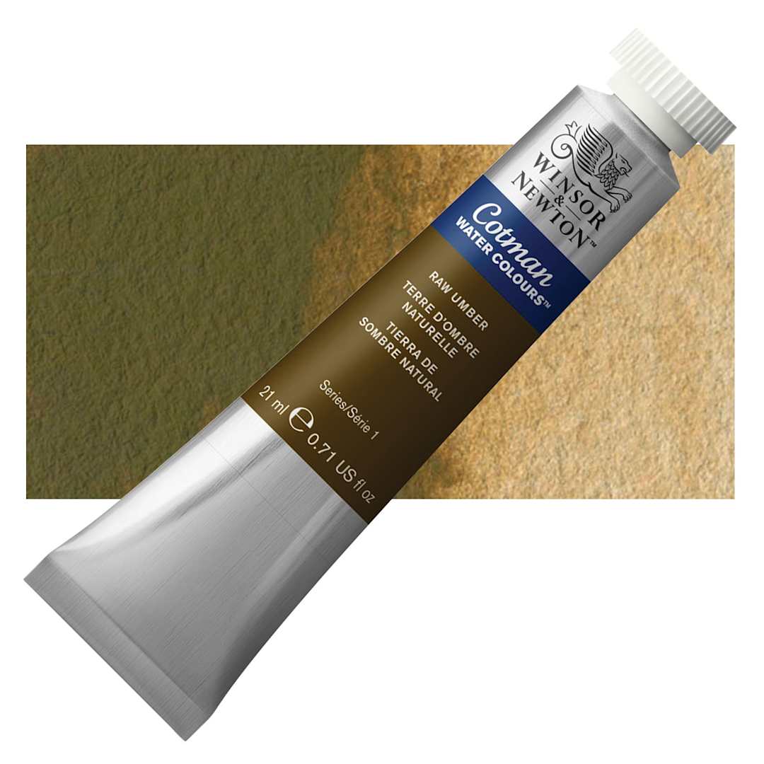 Open in modal - Winsor & Newton Cotman Watercolor - Raw Umber, 21 ml tube and swatch