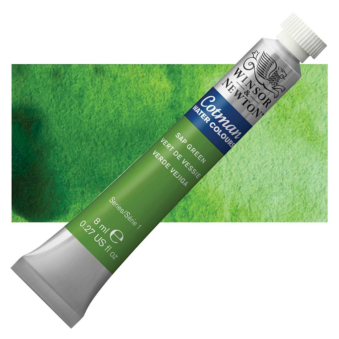 Open in modal - Winsor & Newton Cotman Watercolor - Sap Green, 8 ml tube and swatch