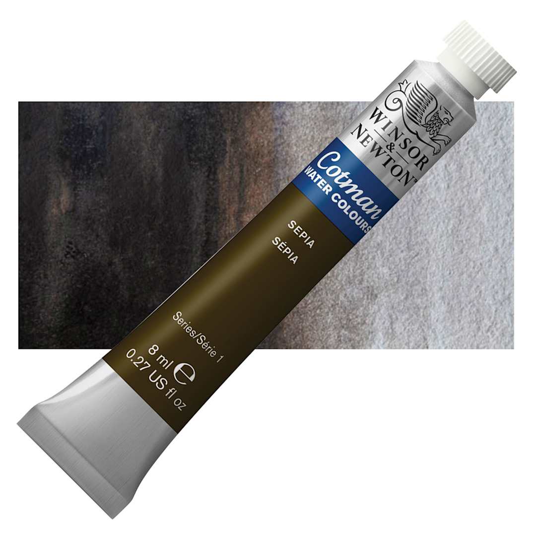Open in modal - Winsor & Newton Cotman Watercolor - Sepia, 8 ml tube and swatch