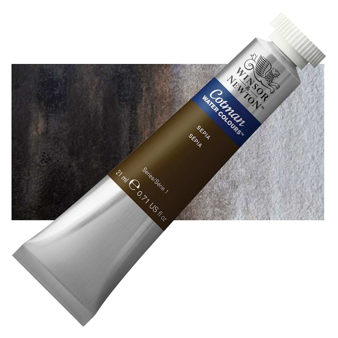 Open in modal - Winsor & Newton Cotman Watercolor - Sepia, 21 ml tube and swatch