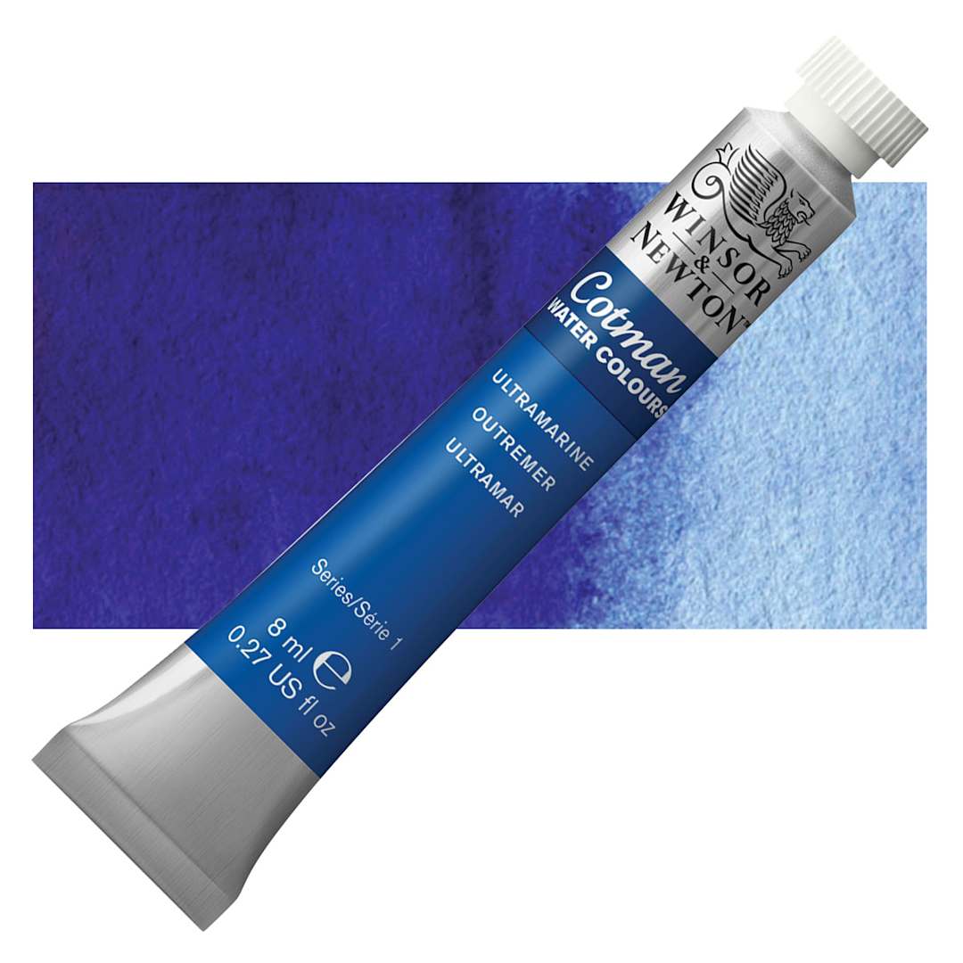 Open in modal - Winsor & Newton Cotman Watercolor - Ultramarine, 8 ml tube and swatch