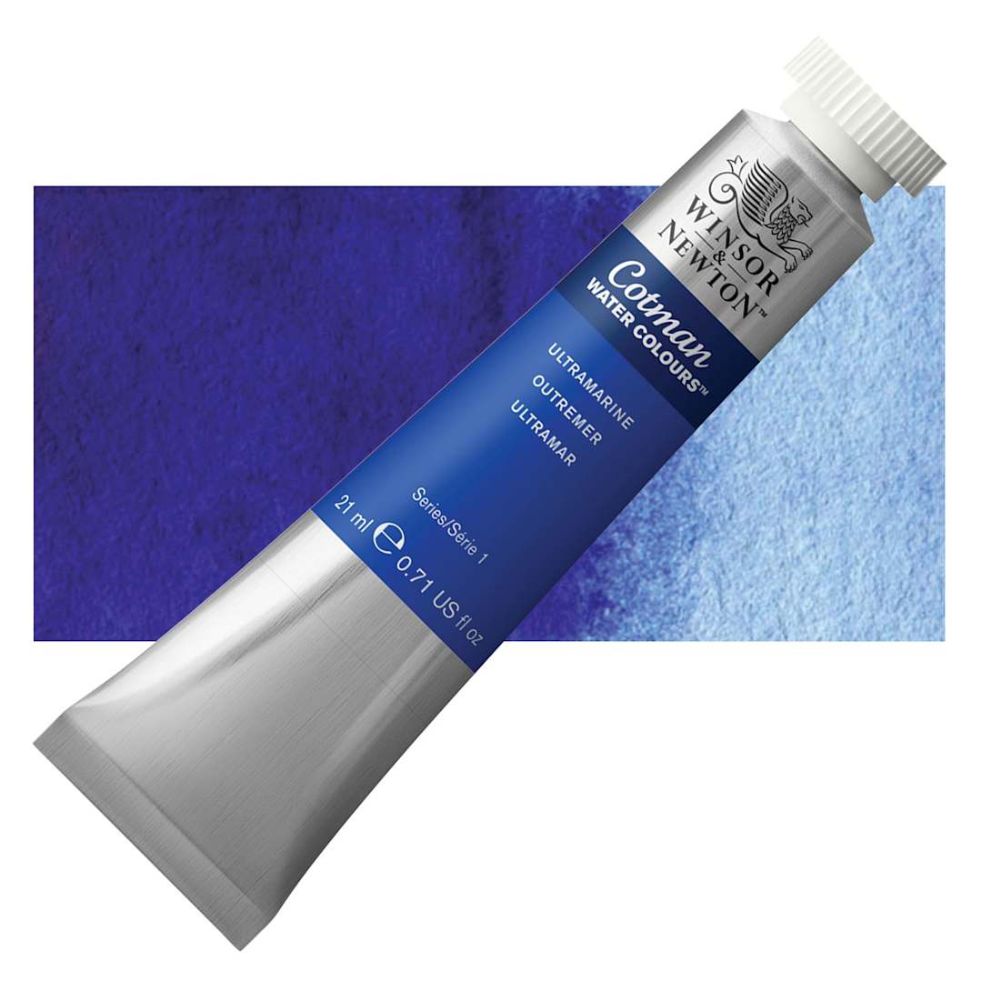 Open in modal - Winsor & Newton Cotman Watercolor - Ultramarine, 21 ml tube and swatch
