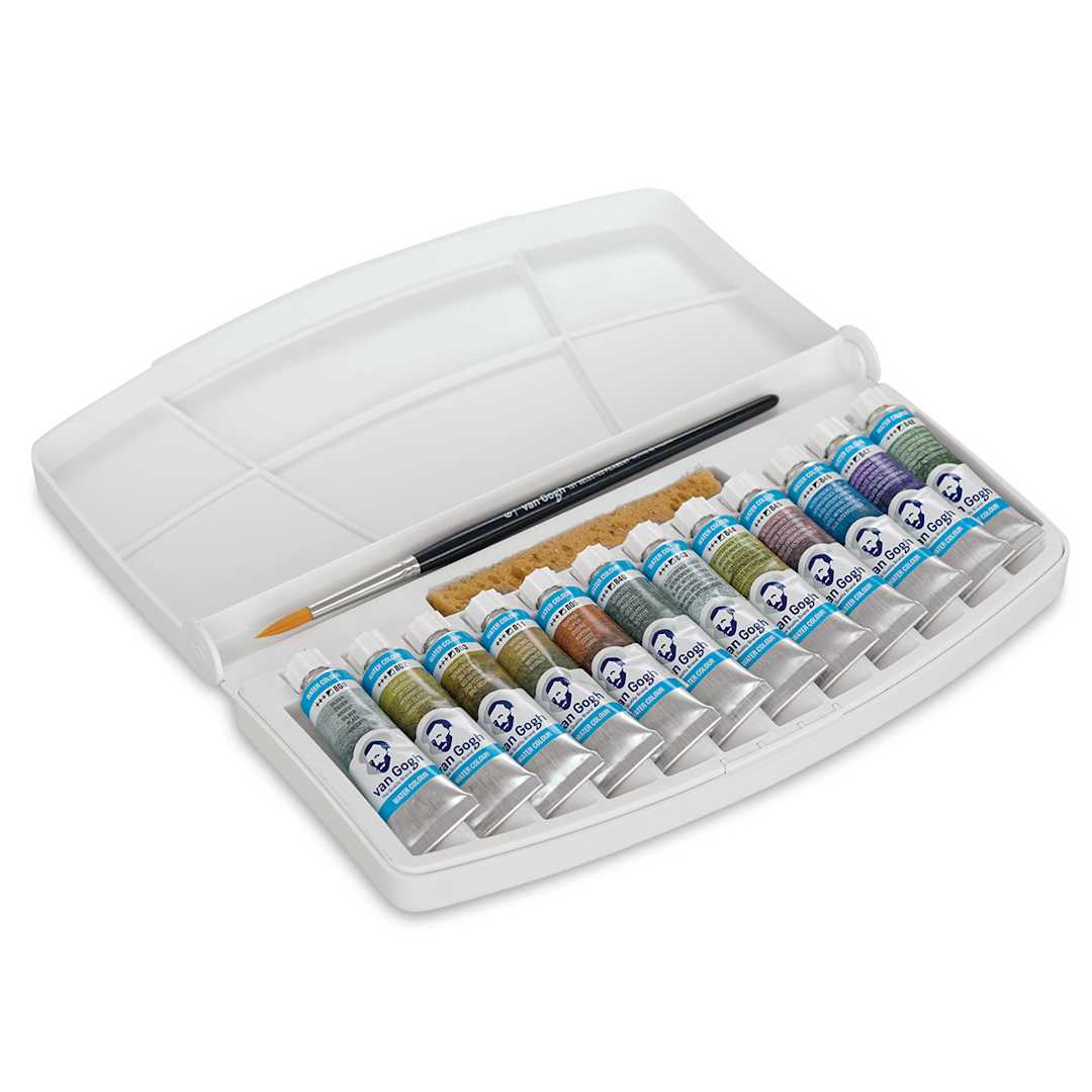 Open in modal - Van Gogh Watercolors Set - Specialty Metallic & Interference Set of 12 tubes, inside package view