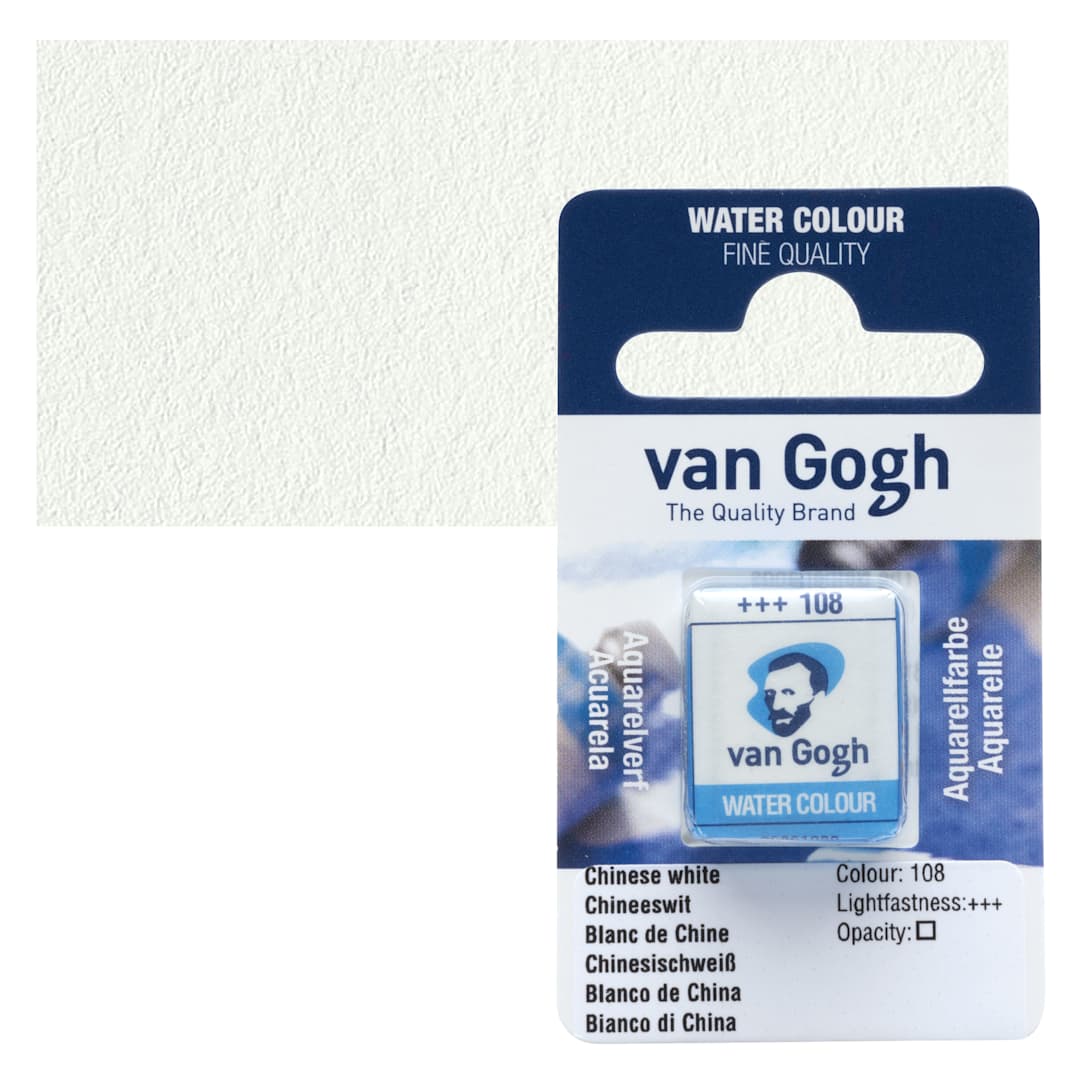 Open in modal - Van Gogh Watercolor Half Pan - Chinese White pan and swatch