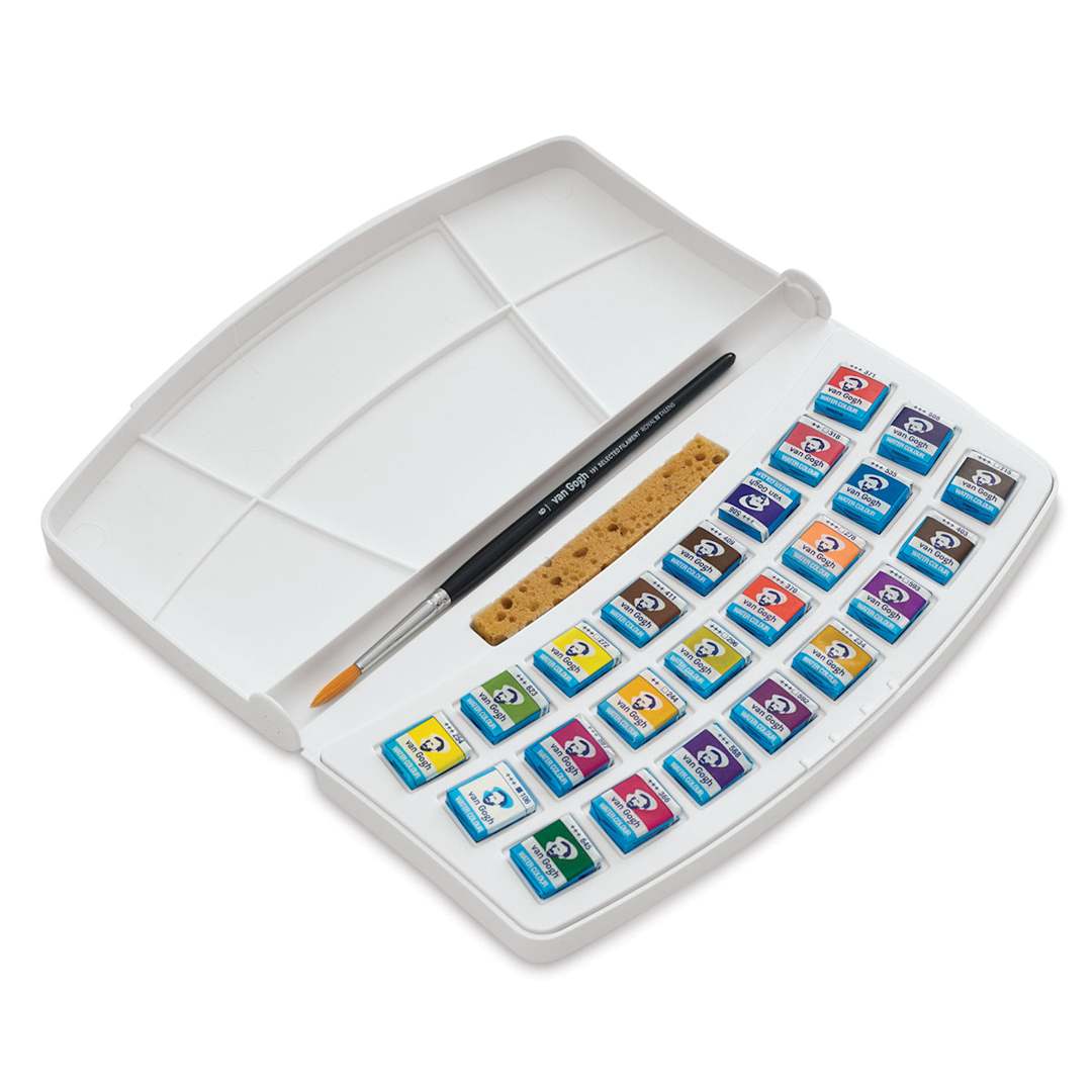 Open in modal - Van Gogh Watercolors Set - Botanical Set of 24 Pans, inside package view