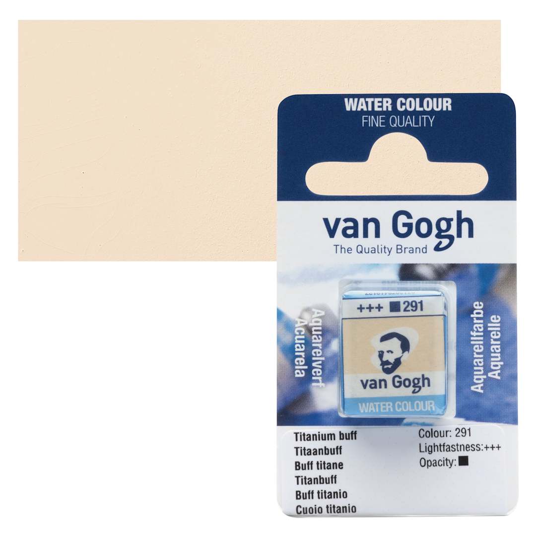 Open in modal - Van Gogh Watercolor Half Pan - Titanium Buff pan and swatch