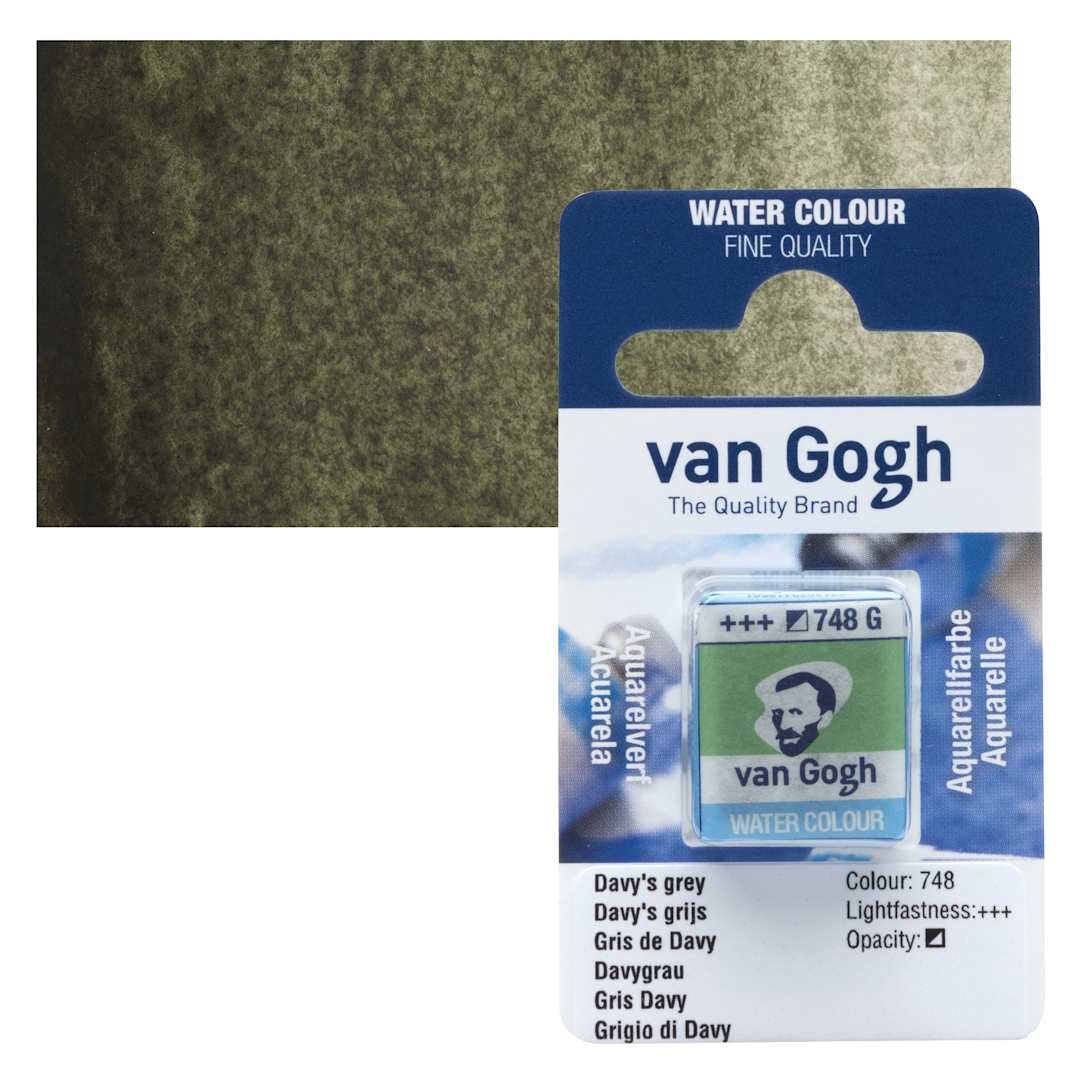 Open in modal - Van Gogh Watercolor Half Pan - Davy's Grey pan and swatch