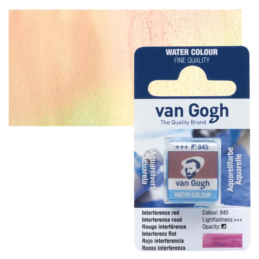 Open in modal - Van Gogh Watercolor Half Pan - Interference Red pan and swatch