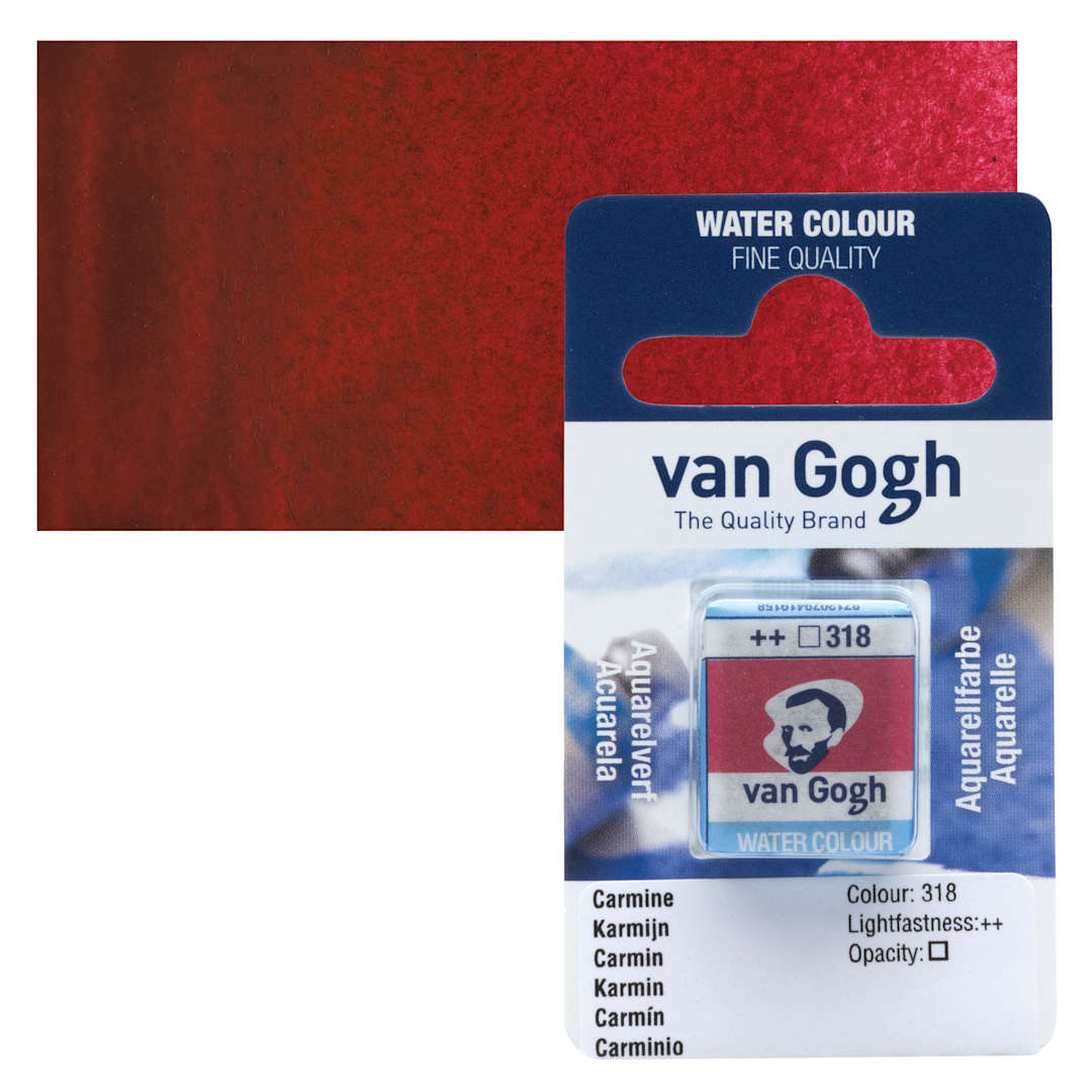 Open in modal - Van Gogh Watercolor Half Pan - Carmine pan and swatch