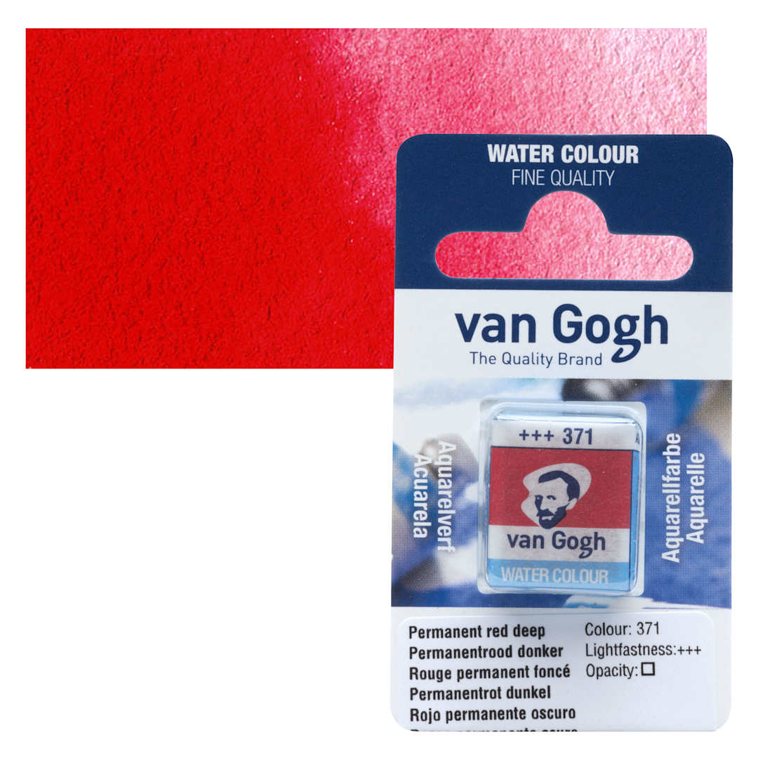 Open in modal - Van Gogh Watercolor Half Pan - Permanent Red Deep