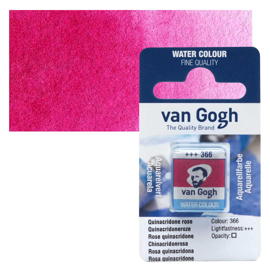 Open in modal - Van Gogh Watercolor Half Pan - Quinacridone Rose pan and swatch