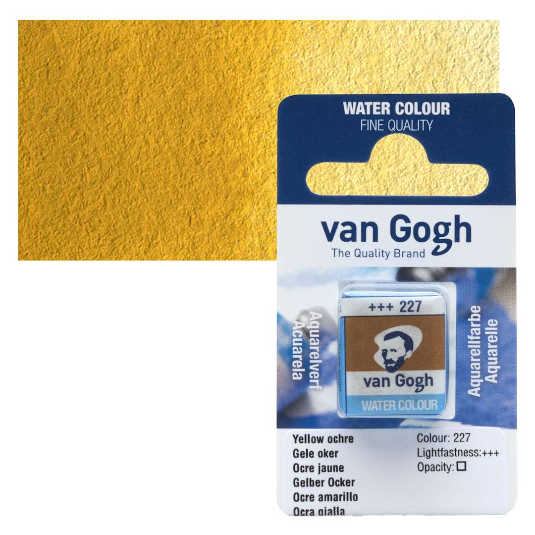 Open in modal - Van Gogh Watercolor Half Pan - Yellow Ochre pan and swatch