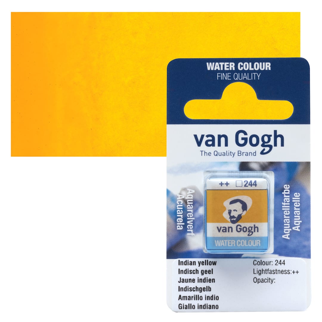 Open in modal - Van Gogh Watercolor Half Pan - Indian Yellow pan and swatch