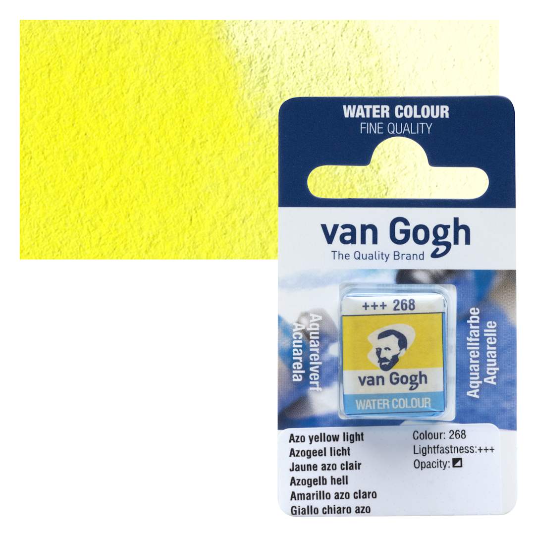 Open in modal - Van Gogh Watercolor Half Pan - Azo Yellow Light swatch