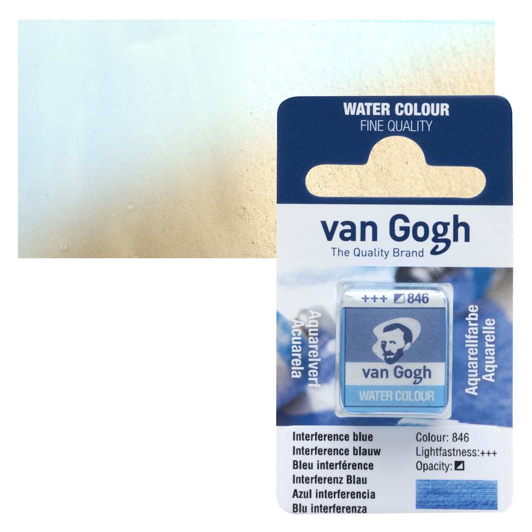 Open in modal - Van Gogh Watercolor Half Pan - Interference Blue pan and swatch