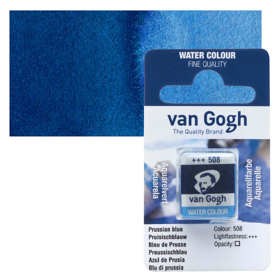 Open in modal - Van Gogh Watercolor Half Pan - Prussian Blue pan and swatch