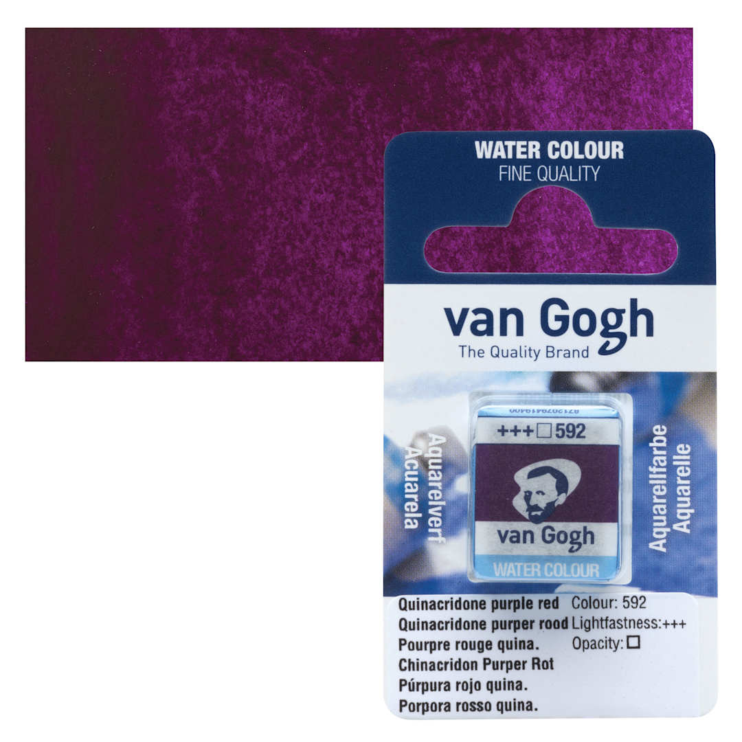 Open in modal - Van Gogh Watercolor Half Pan - Quinacridone Purple Red pan and swatch