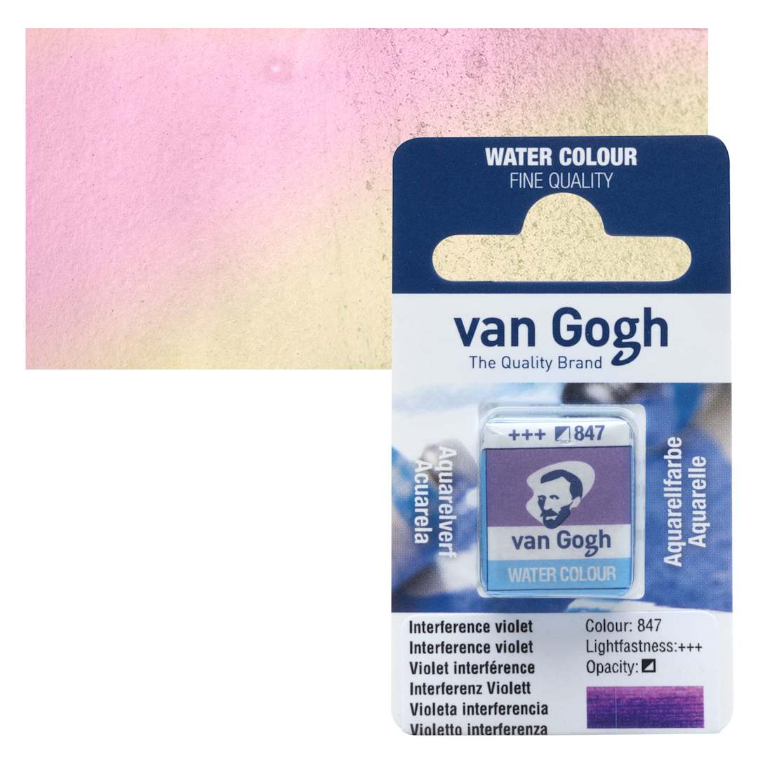 Open in modal - Van Gogh Watercolor Half Pan - Interference Violet pan and swatch