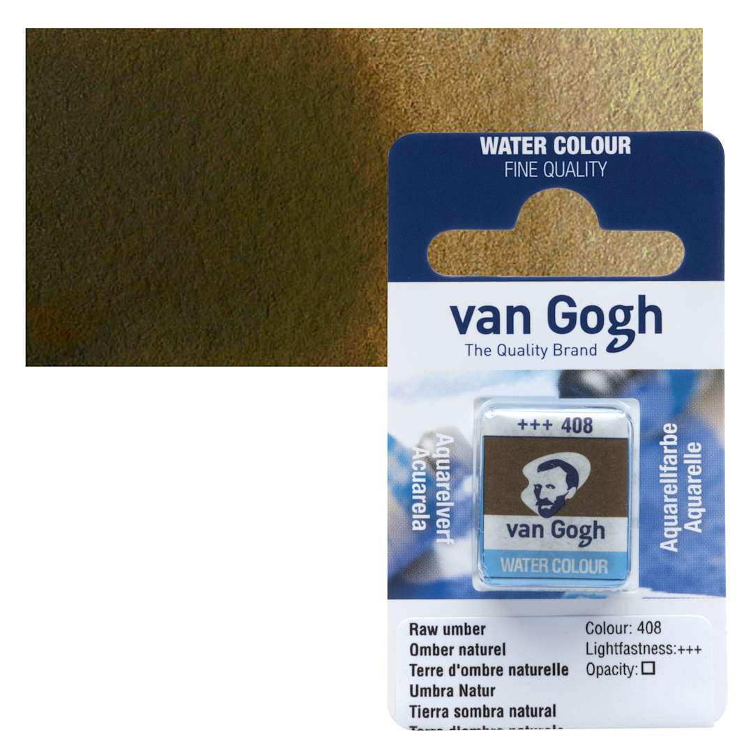 Open in modal - Van Gogh Watercolor Half Pan - Raw Umber pan and swatch