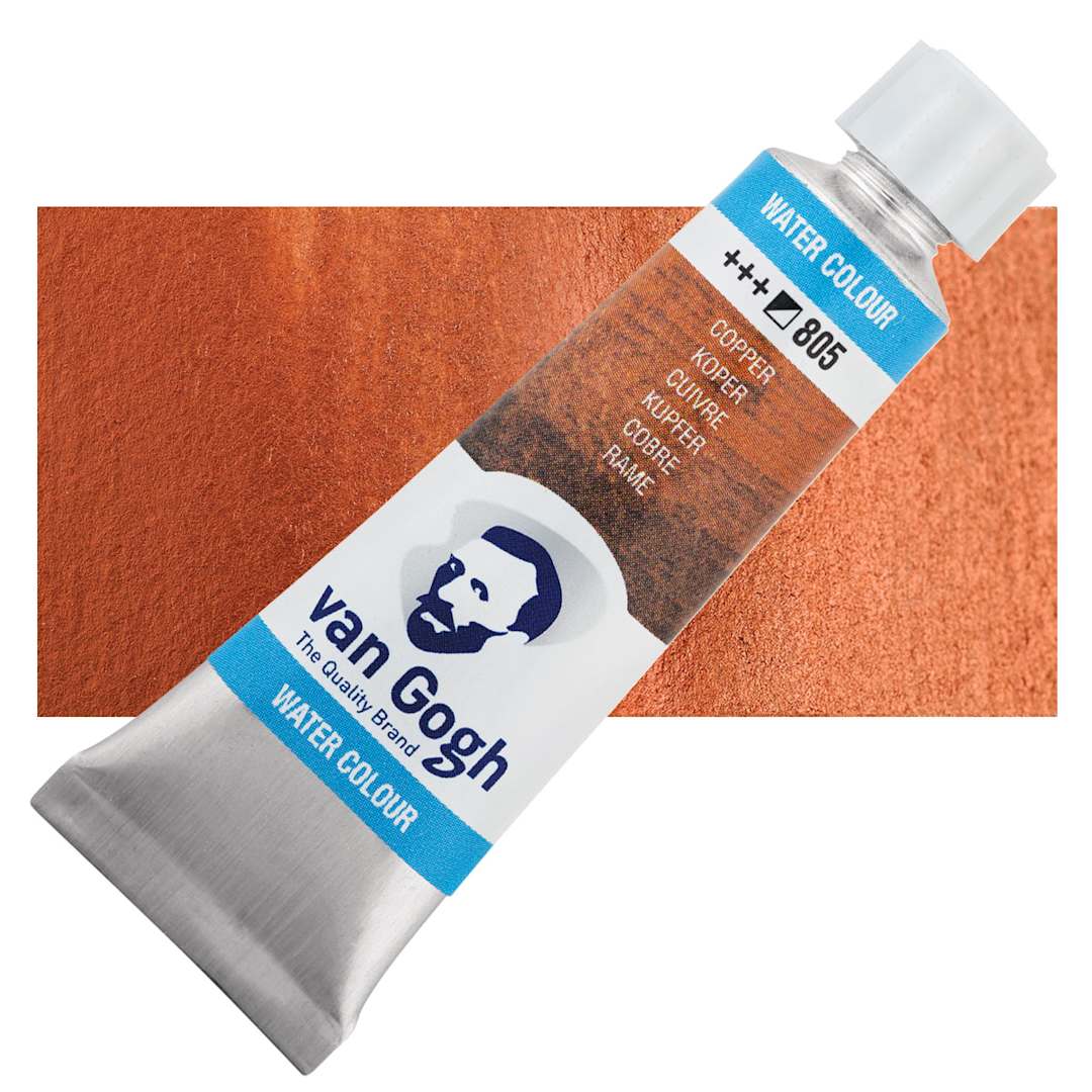 Open in modal - Van Gogh Watercolor - Metallic Copper, 10 ml tube and swatch