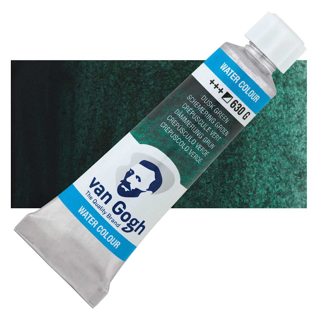 Open in modal - Van Gogh Watercolor - Dusk Green, 10 ml tube and swatch