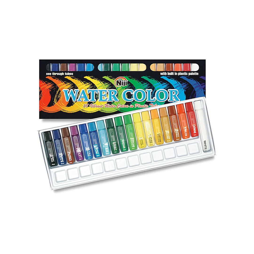 Open in modal - Niji Watercolors - Assorted Colors, Set of 18, 6 ml Tubes (Shown out of packaging.)