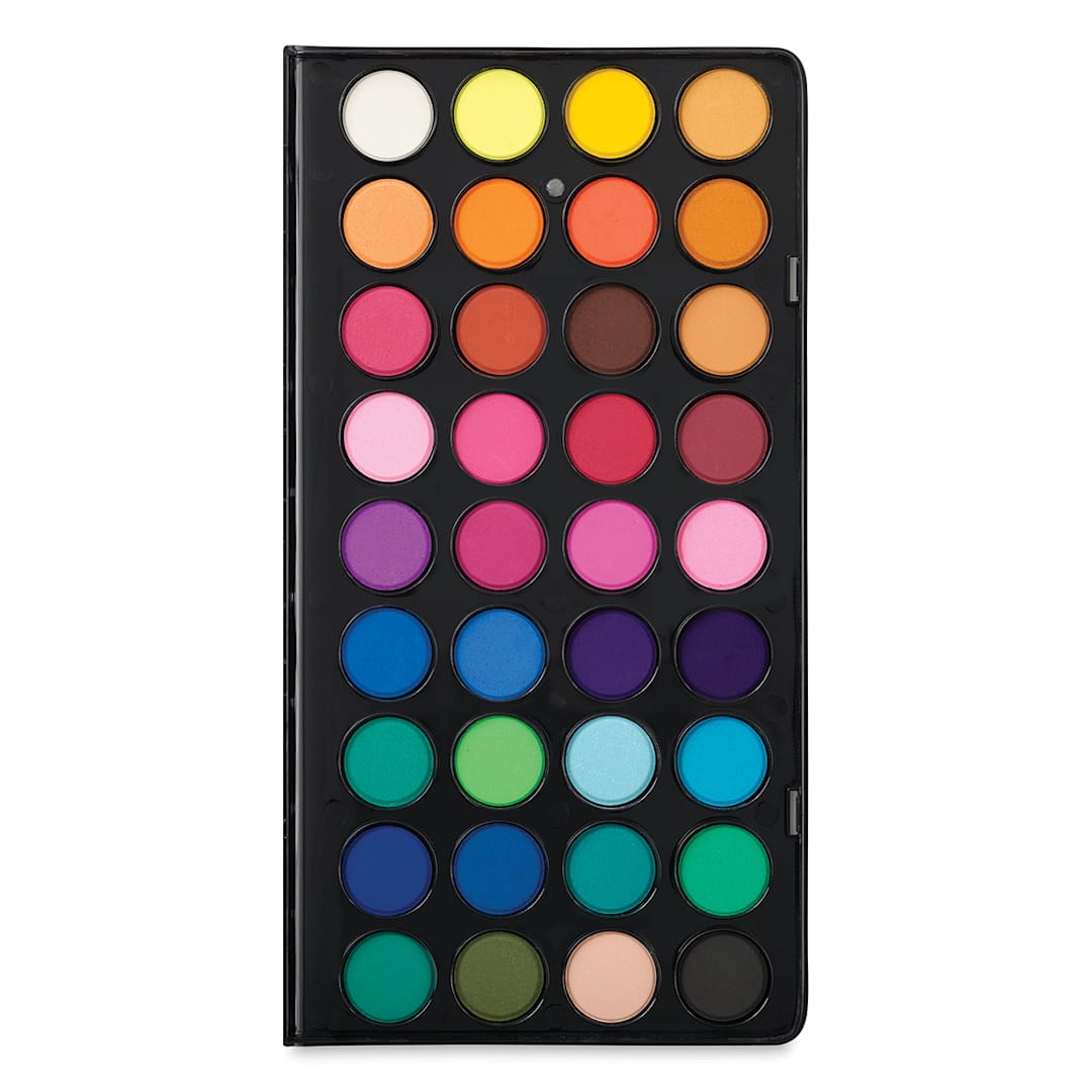 Open in modal - Niji Aquarelle Watercolor Pan Set - Top view of open tray of 36 colors
