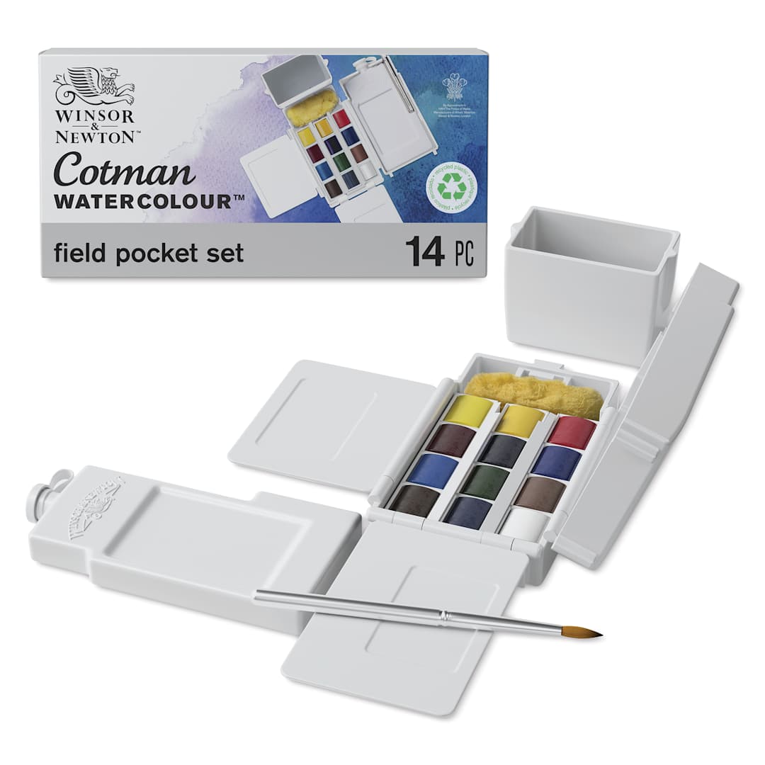 Open in modal - Winsor & Newton Cotman Watercolor - Field Pocket Set, Set of 12, Assorted Colors, Half Pans