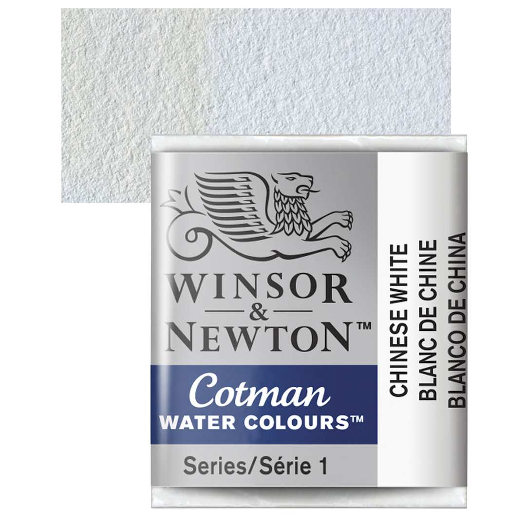 Open in modal - Winsor & Newton Cotman Watercolor Half Pan - Chinese White and swatch