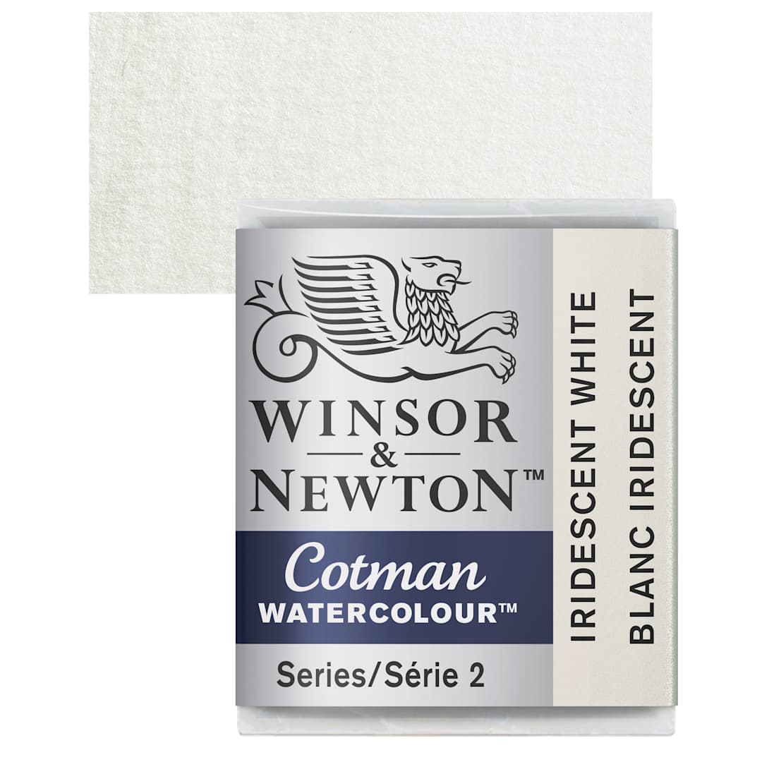 Open in modal - Winsor & Newton Cotman Watercolor - Iridescent White, Half Pan and swatch