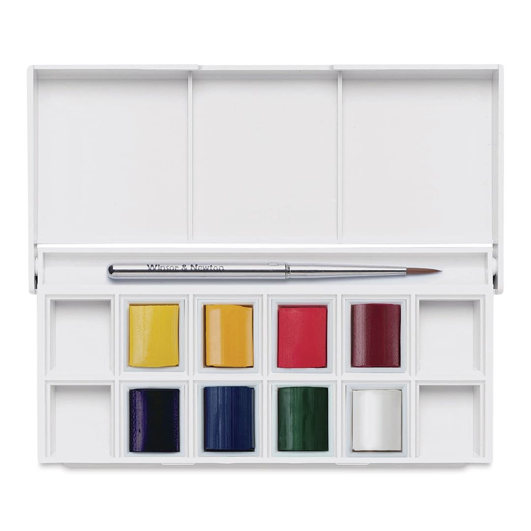 Open in modal - Winsor & Newton Cotman Watercolor Set - Floral Pocket Set, Set of 8, Half Pans (Open set)