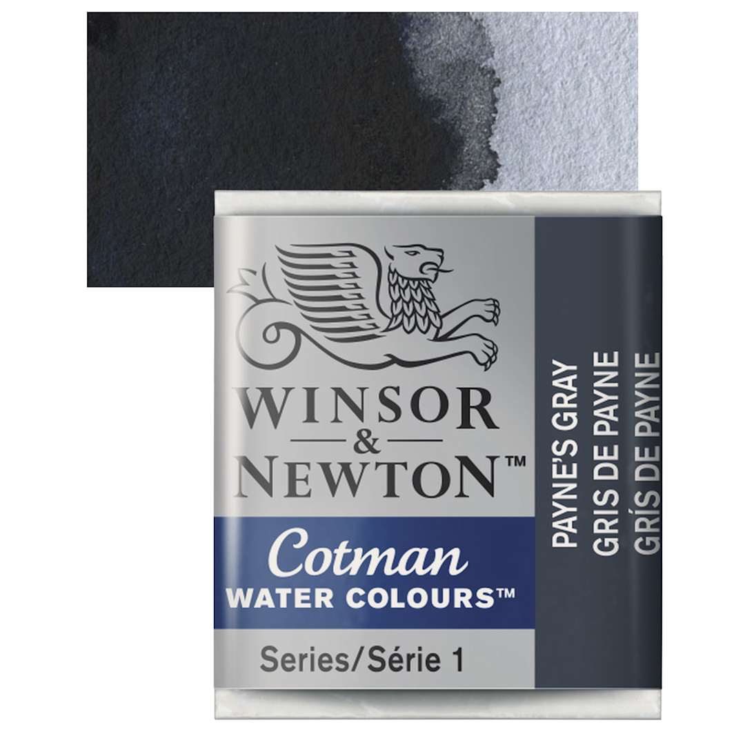 Open in modal - Winsor & Newton Cotman Watercolor Half Pan - Payne's Gray and swatch