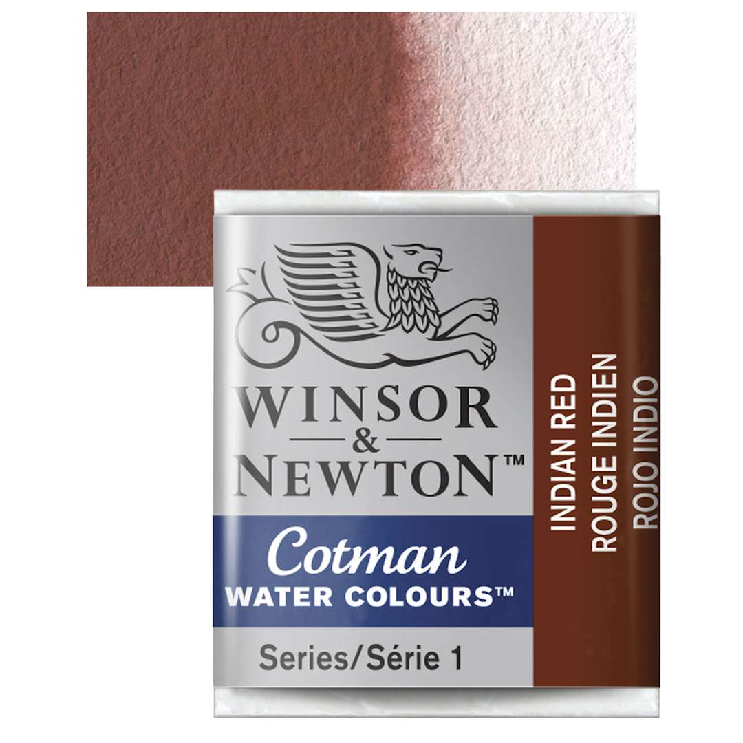 Open in modal - Winsor & Newton Cotman Watercolor Half Pan - Indian Red and swatch