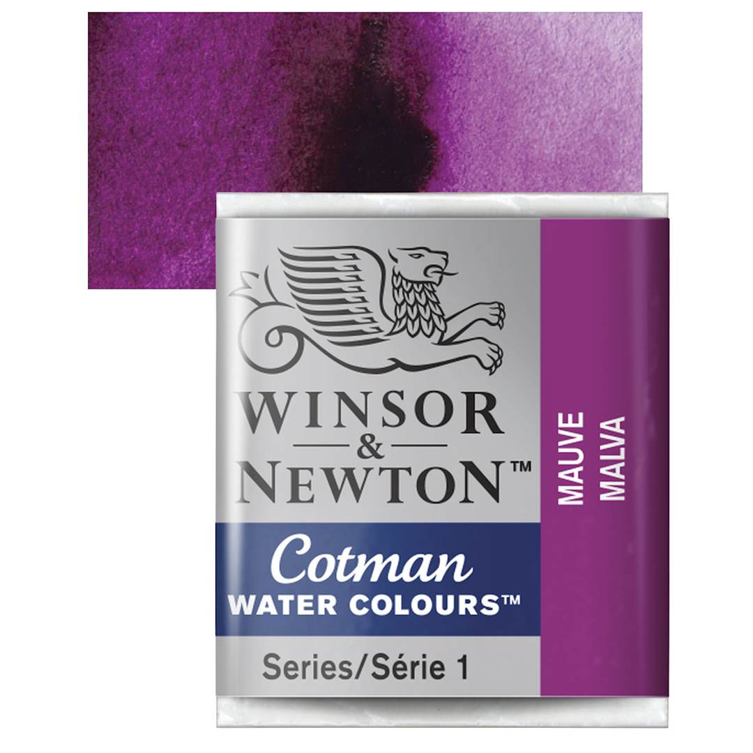Open in modal - Winsor & Newton Cotman Watercolor Half Pan - Mauve and swatch