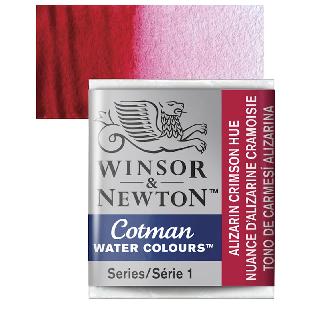Open in modal - Winsor & Newton Cotman Watercolor Half Pan - Alizarin Crimson Hue and swatch