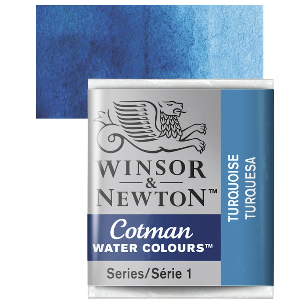 Open in modal - Winsor & Newton Cotman Watercolor Half Pan - Turquoise and swatch