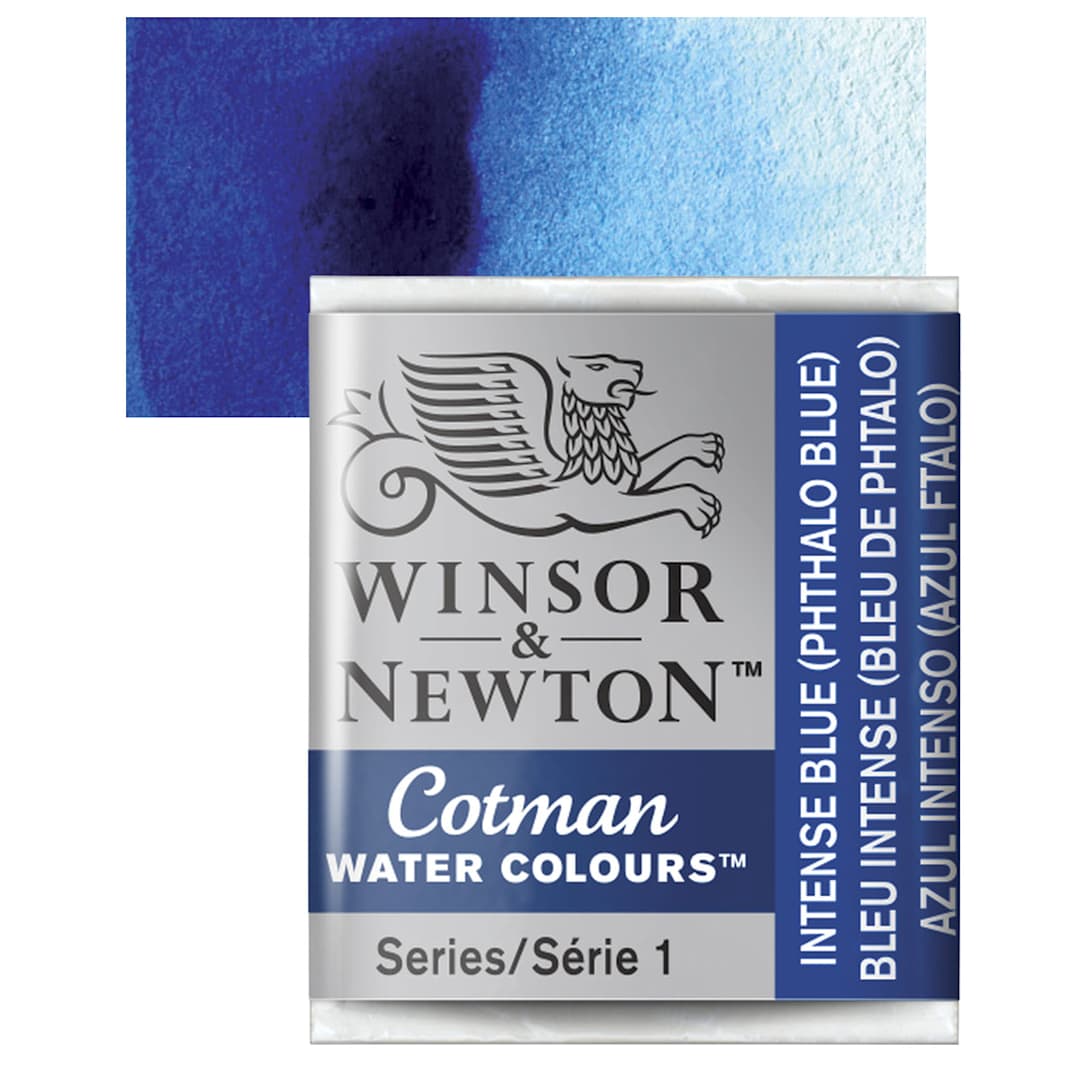 Open in modal - Winsor & Newton Cotman Watercolor Half Pan - Intense Blue and swatch